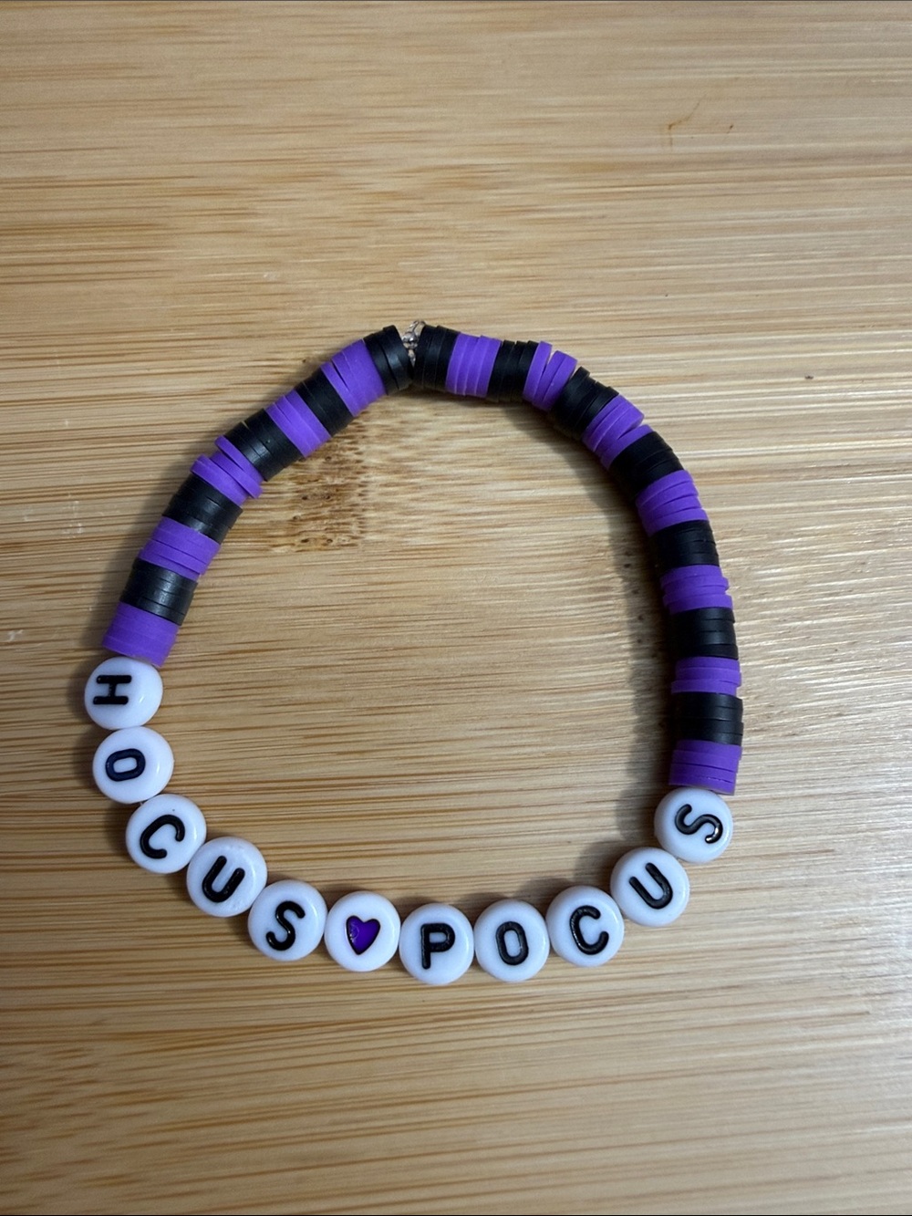 Kids Purple & Black 'HOCUS POCUS' Beaded Stretch Bracelet